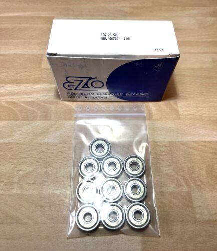 10x EZO 626-2Z Rillenkugellager 6x19x6 mm 626 2Z ZZ Japan Premium Kugellager