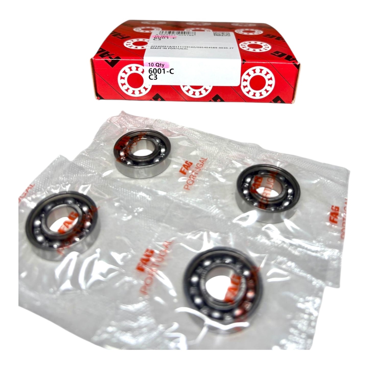 4x FAG 6001-C-C3 Rillenkugellager 12x28x8 mm 6001 C3 offenes Kugellager