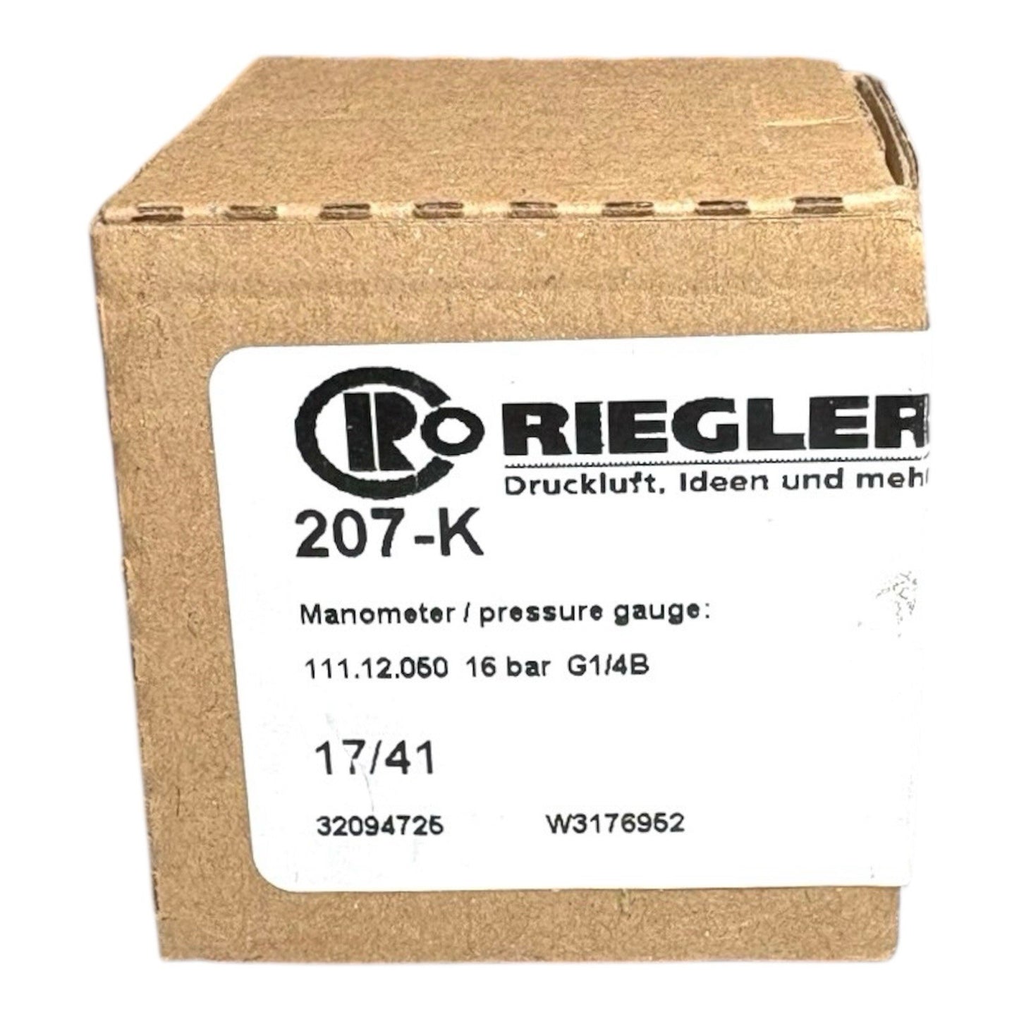 1x Riegler Manometer 207-K 101742 50 mm 0-16 bar G1/4" rückseitig zentriert