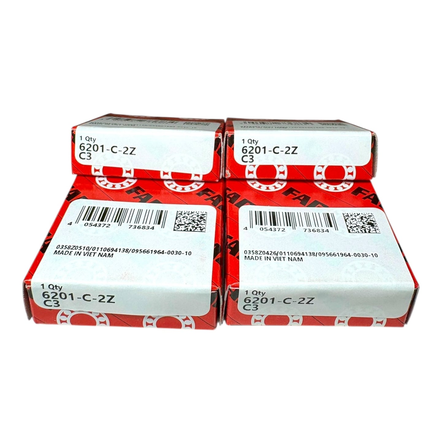 4x FAG 6201-C-2Z-C3 Rillenkugellager 12x32x10 mm 6201 2Z C3 Kugellager