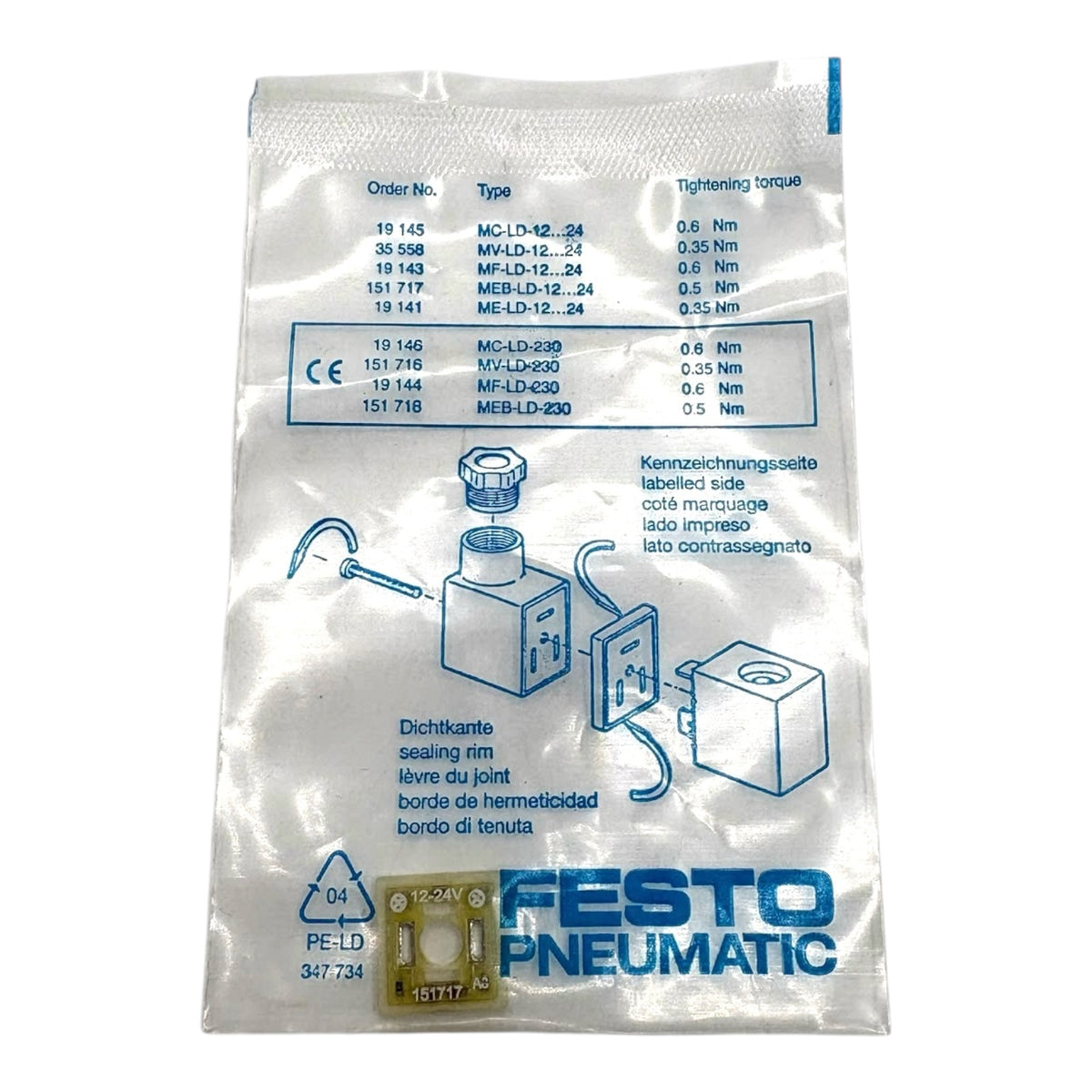 Festo MEB-LD12-24DC Nr. 151717 Dichtkante Dichtring Pneumatik