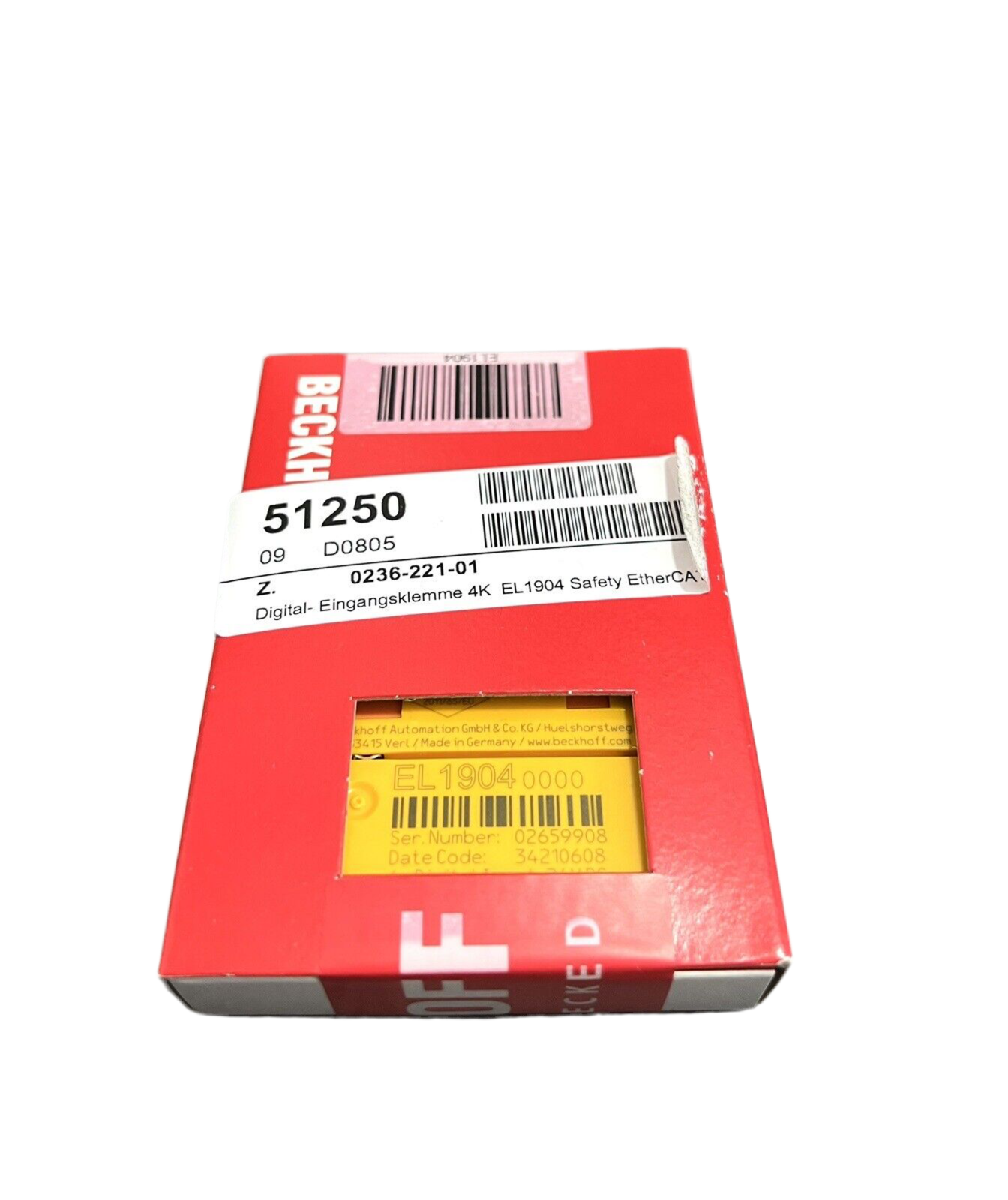 1x Beckhoff EL1904 EtherCAT-Klemme 4-Kanal-Digital-Eingang 24 V DC TwinSAFE