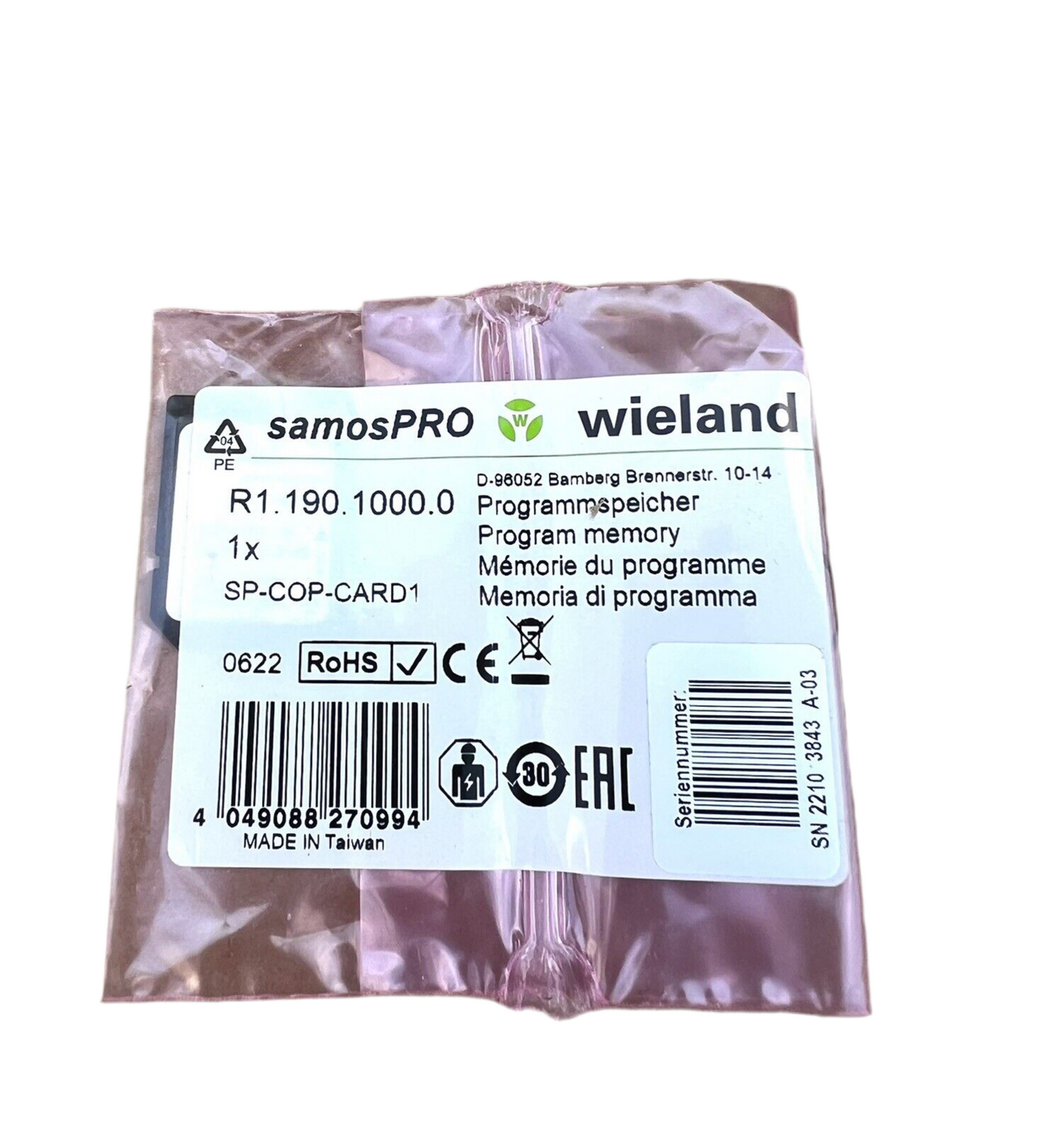 1x Wieland R1.190.1000.0 Programmspeicher SP-COP-CARD1 samosPRO