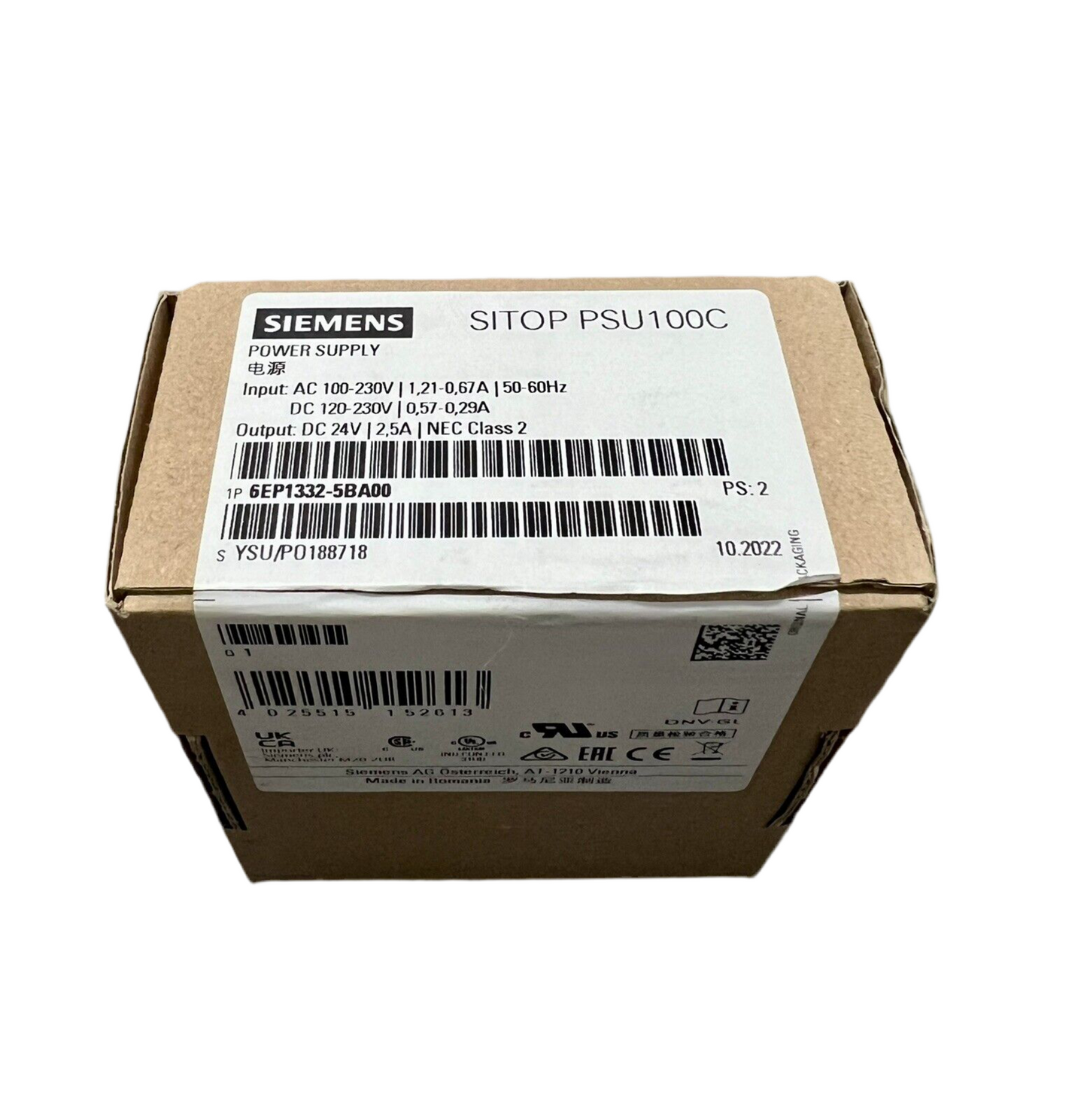 1x Siemens SITOP PSU100C 6EP1332-5BA00 Power Supply 6EP1 332-5BA00