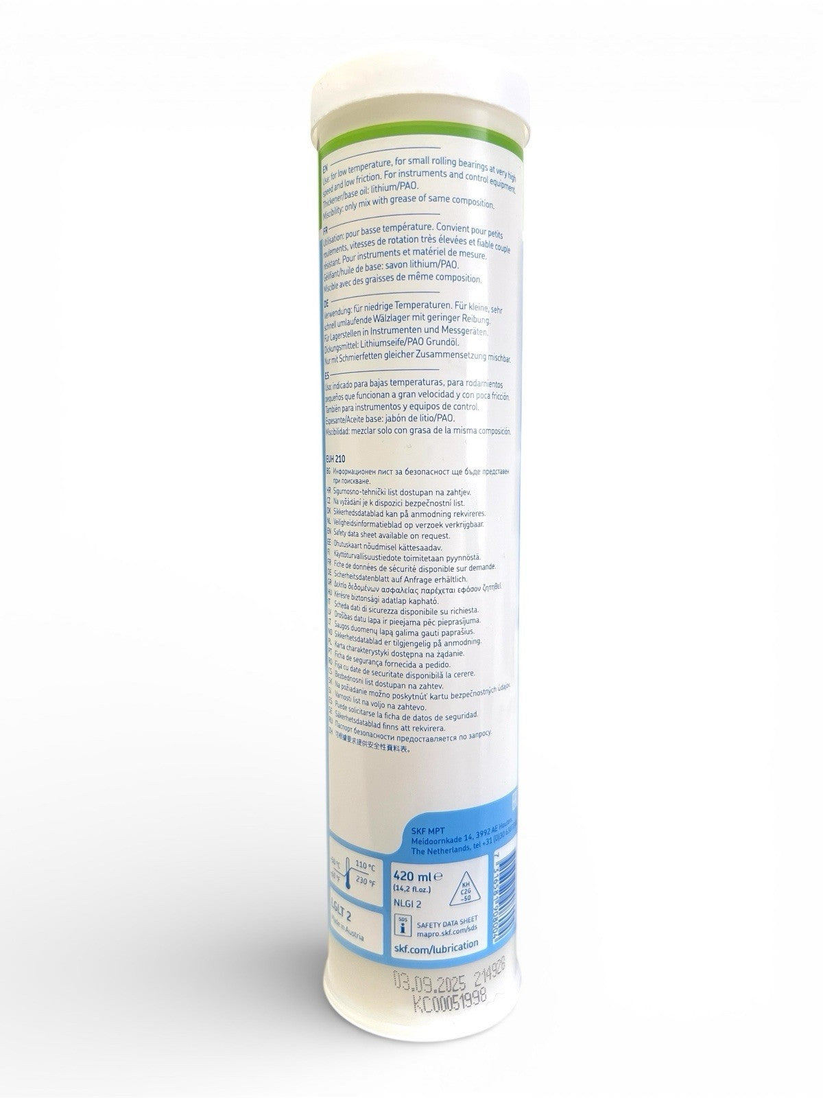 1x SKF LGLT 2/0.4 400g Tieftemperatur-Schmierfett f. hohe Drehzahlen SKF Fett