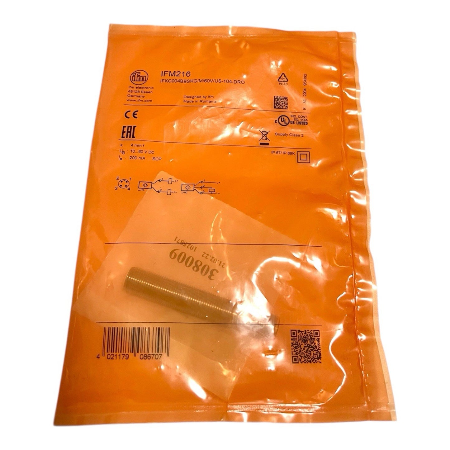 1x ifm Electronic IFM216 IFKC004BBSKG/M/60V/US-104-DRO Induktiver Sensor