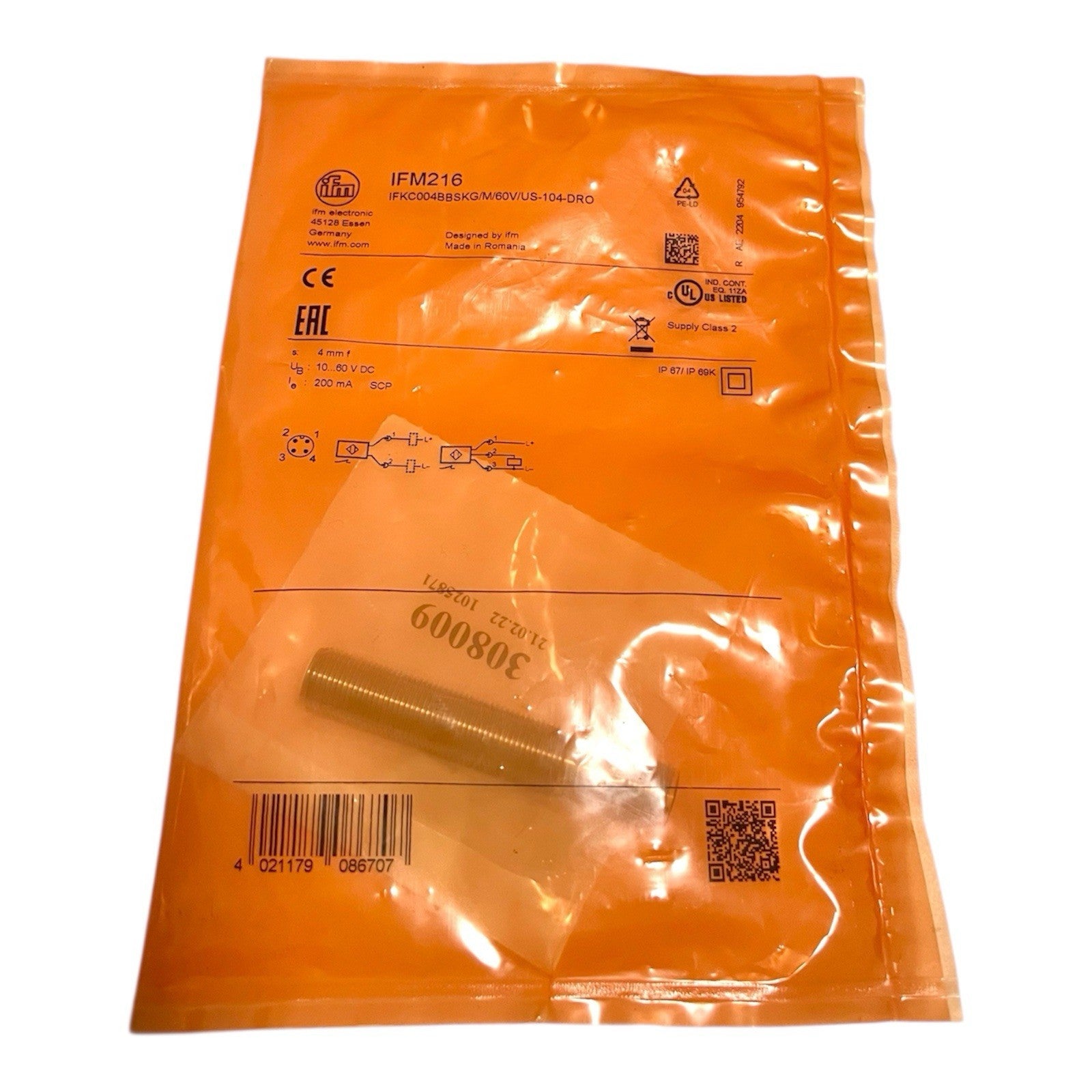 1x ifm Electronic IFM216 IFKC004BBSKG/M/60V/US-104-DRO Induktiver Sensor