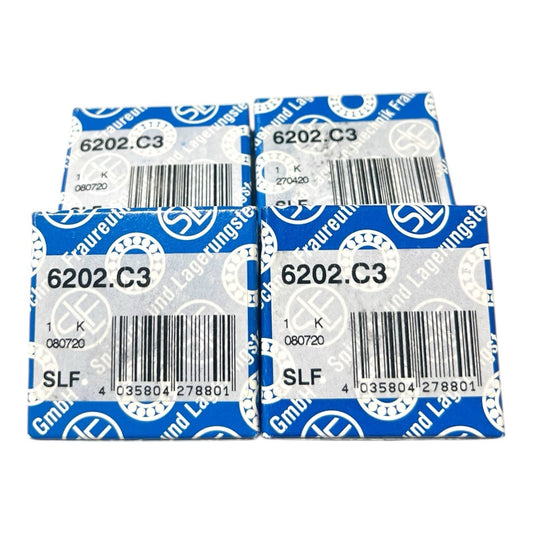 4x SLF 6202-C3 Rillenkugellager 15x35x11 mm 6202/C3 offen Kugellager