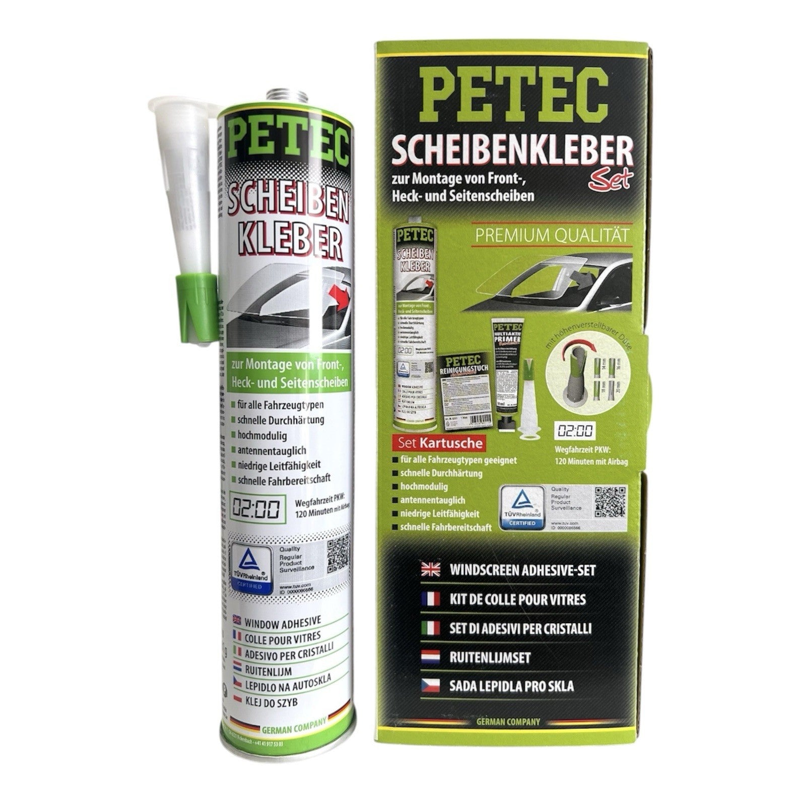 PETEC Scheibenkleber-Set inkl. 2x 310ml Kartusche Scheiben-Kleber