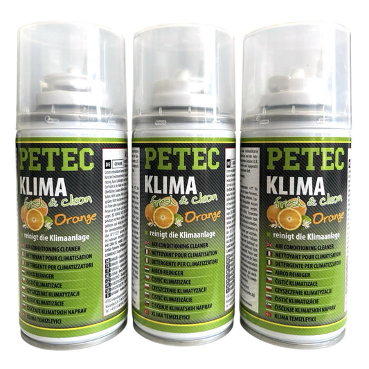 3x Petec Orange Klimaanlagenreiniger Fresh&Clean Automatik Spray 3x 75ml 71470