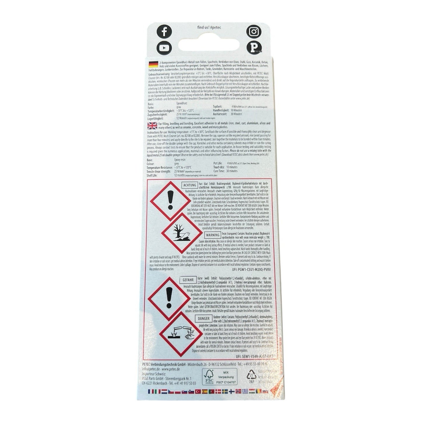 2x 25ml Petec Kleber Flüssigmetall SB 2-Komponenten Metall Epoxydharz 97425