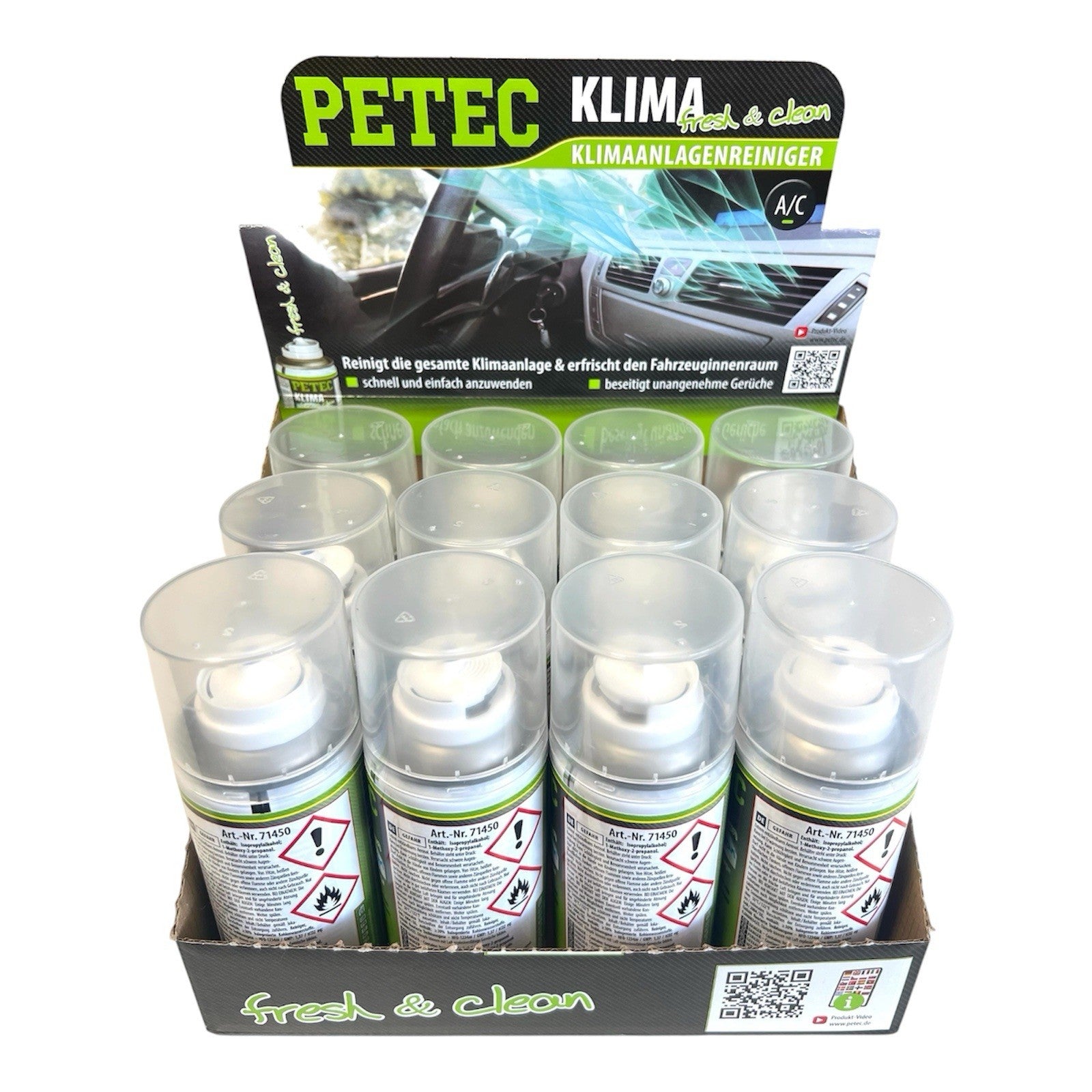 12x Petec Vanille Klimaanlagenreiniger Fresh&Clean Automatik Spray 71470