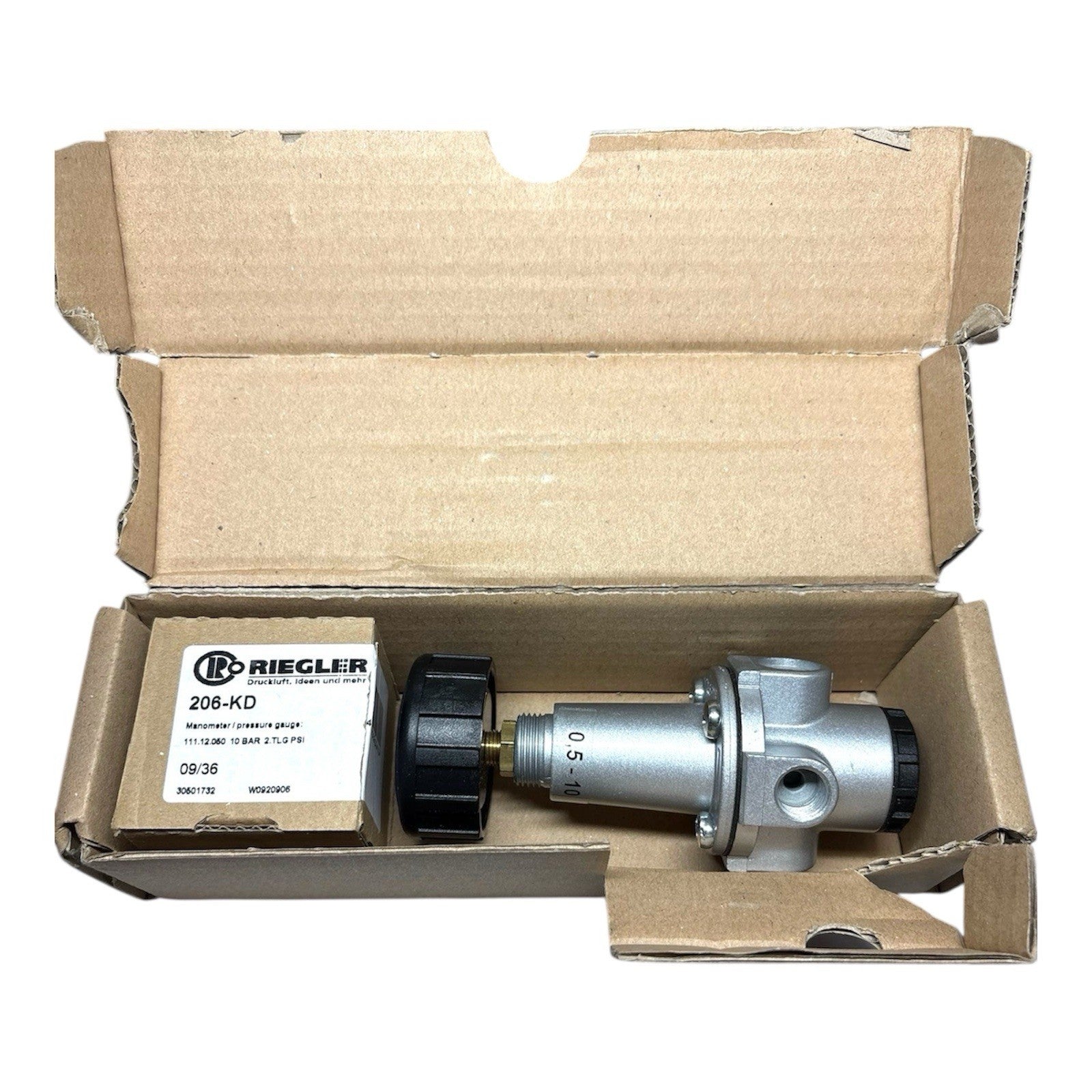 1x Riegler 637.20 C Druckregler inkl. Manometer, BG 1, G 3/8, 0,5-10 bar 100811