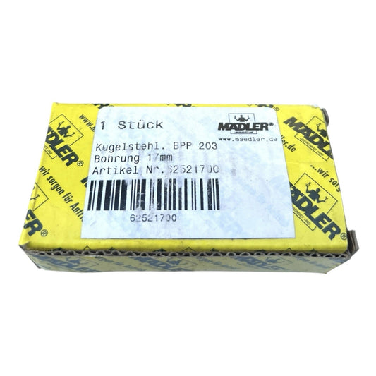 1x Mädler BPP 203 Kugelstehlager 17 mm Bohrung Gehäuse aus Stahlblech 62521700