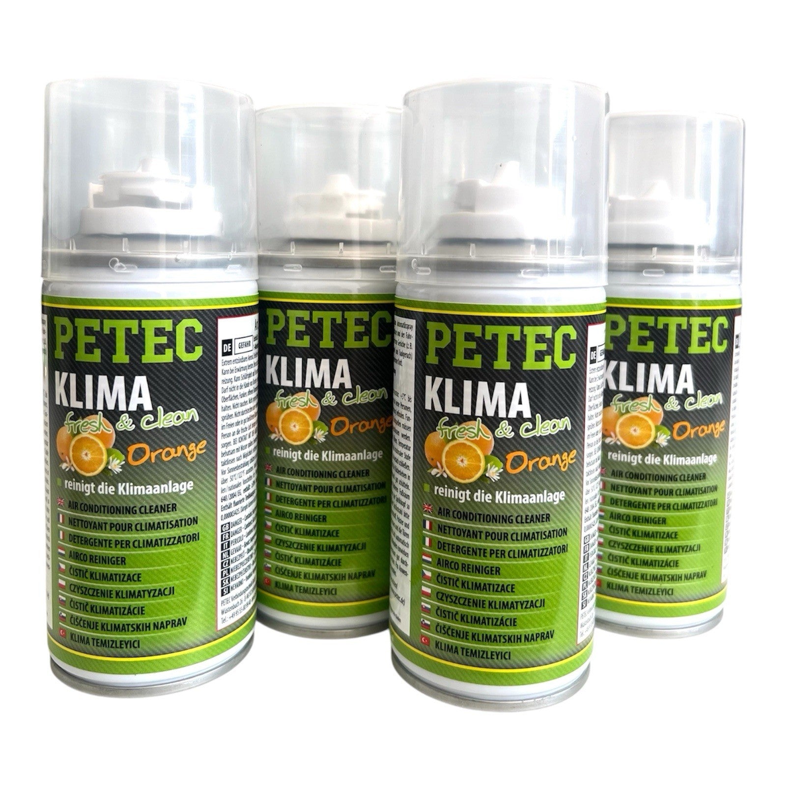 4x Petec Orange Klimaanlagenreiniger Fresh&Clean Automatik Spray 4x 75ml 71460
