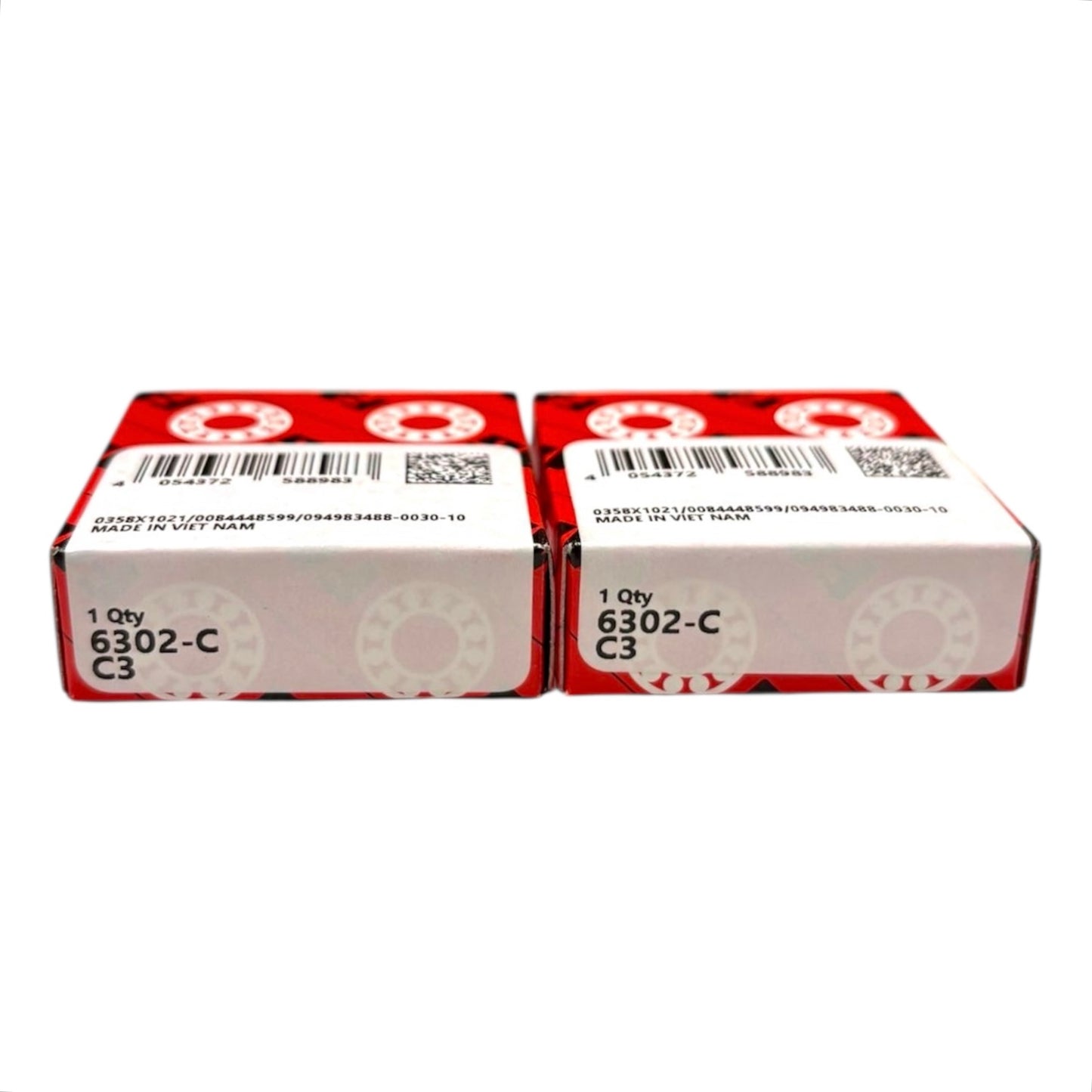 2x FAG 6302-C-C3 Rillenkugellager 15x42x13 mm 6302 C3 offenes Kugellager