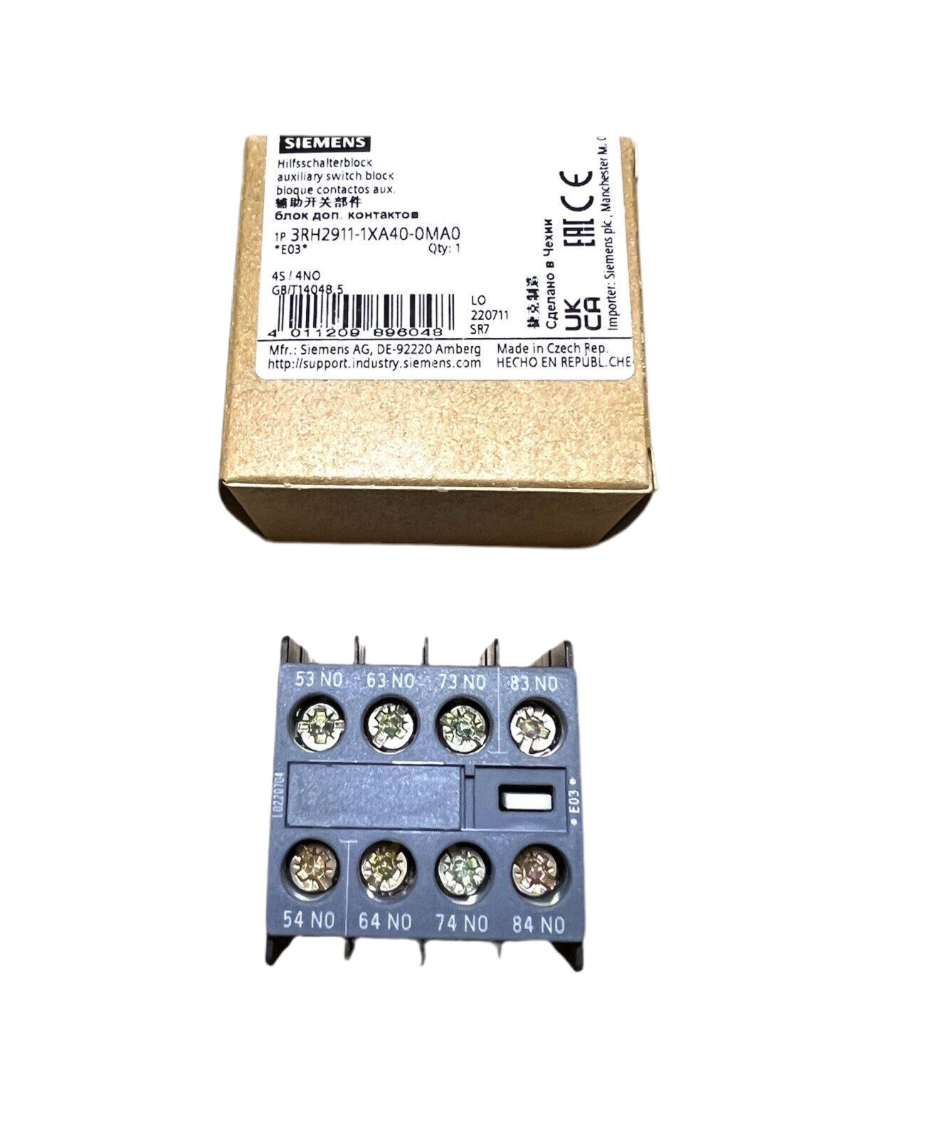 1x Siemens 3RH2911-1XA40-0MA0 Hilfschalterblock 3RH 2911 1XA40 0MA0