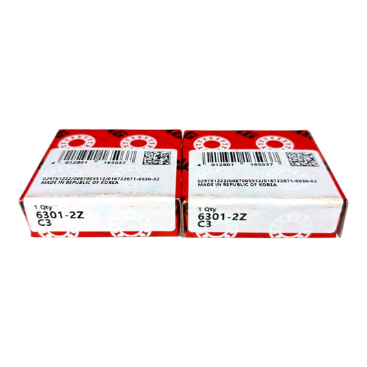 2x FAG 6301-2Z-C3 Rillenkugellager 12x37x12 mm Kugellager 6301 2Z C3