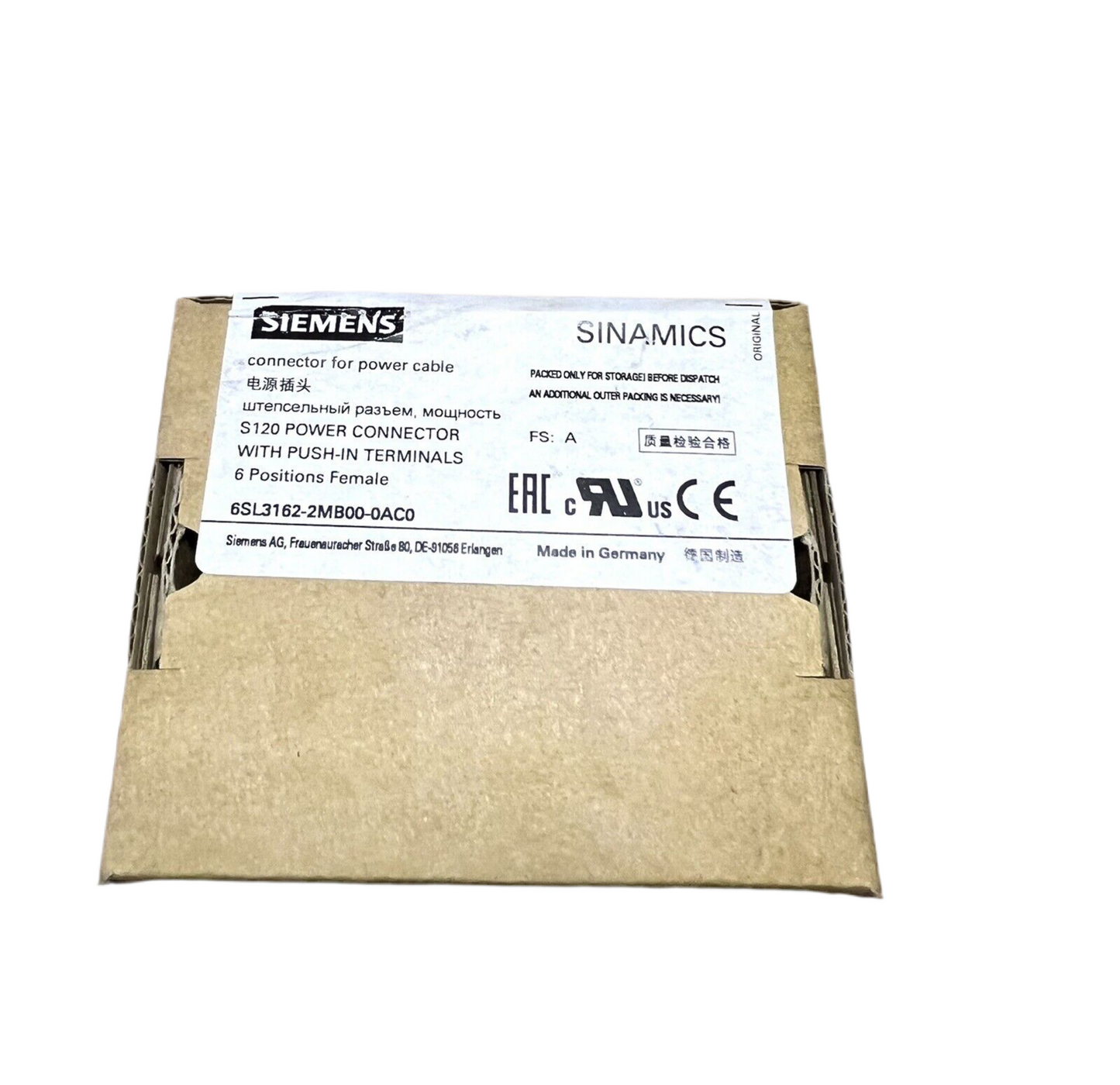 1x Siemens 6SL3162-2MB00-0AC0 SINAMICS S120 connector